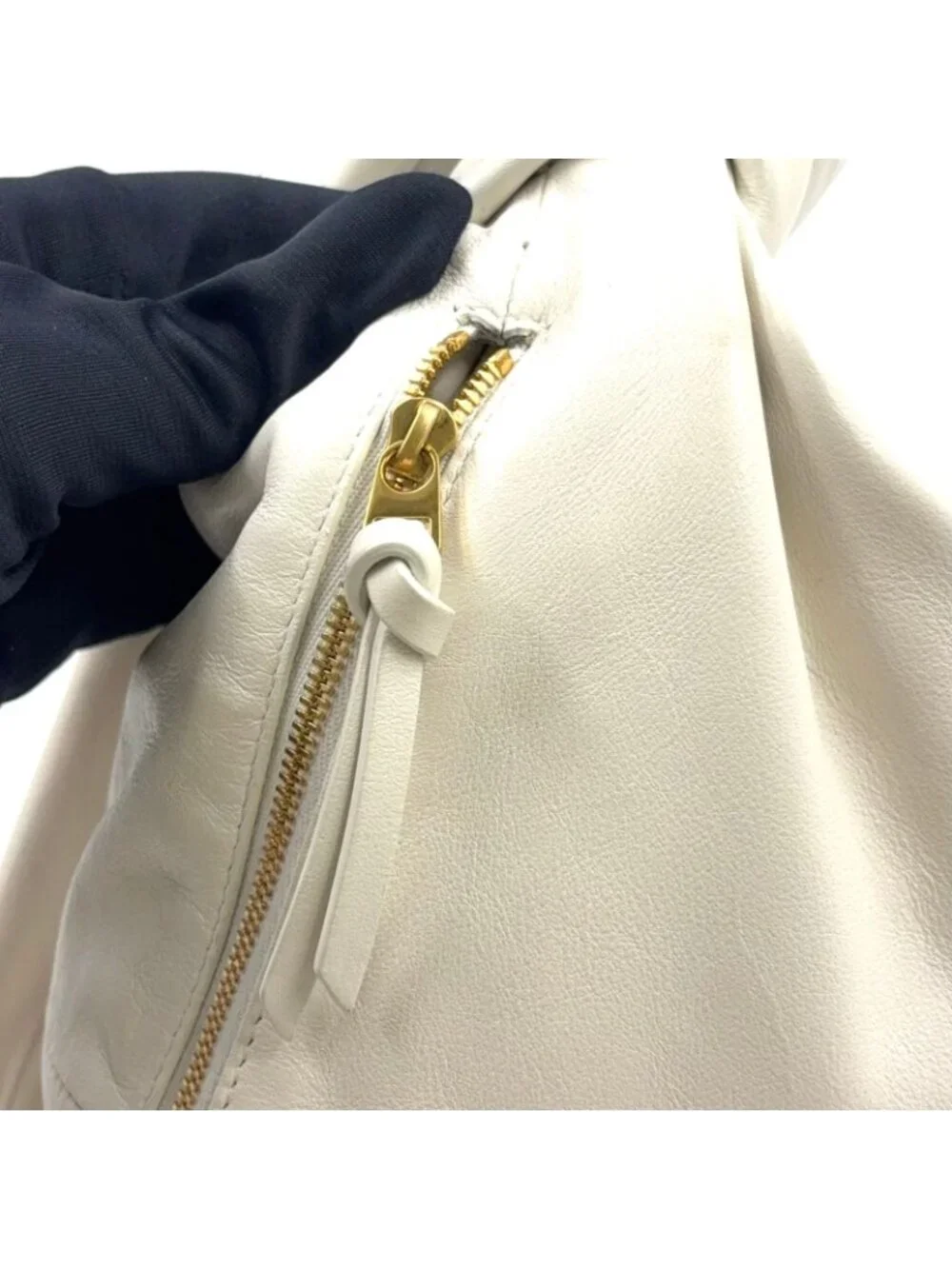 Bottega Veneta Double Knot Mini Hobo Lambskin White Handbag Gold